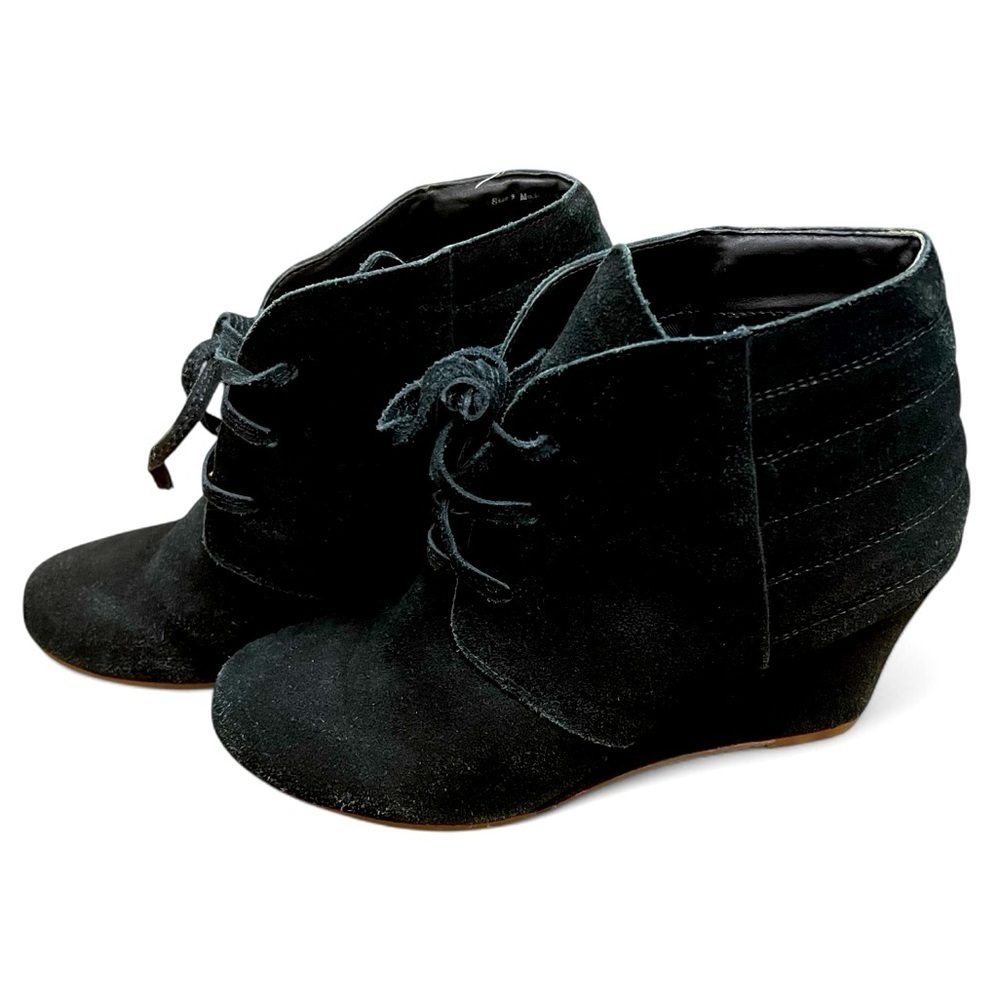 DV BY DOLCE VITA Black Suede Wedge Booties Size 9